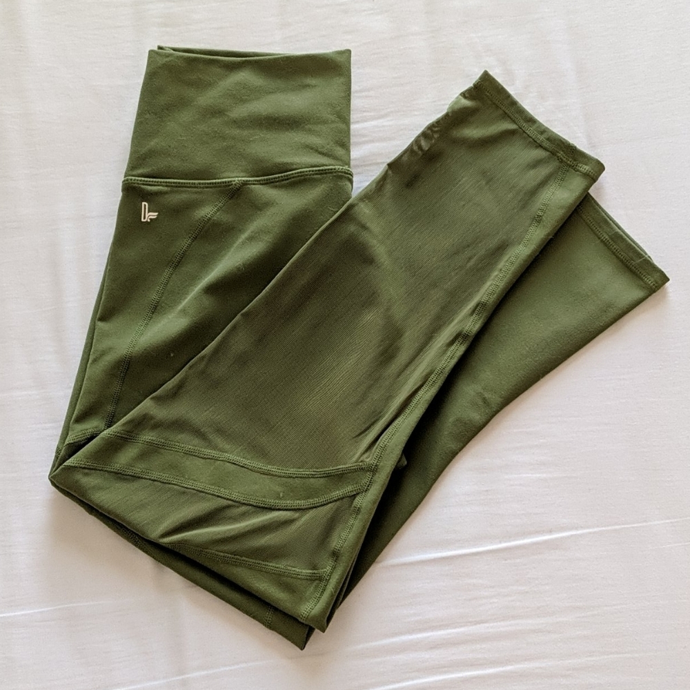 Fabletics Demi Lovato Olive Mesh Front Leggings